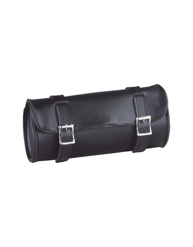 Dynamicleather clip thigh fan bag with multiple compartments, durable black tool bag for carrying tools securely.