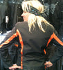 Women textile motorcycle jacket - Orange Stripes - HighwayLeather