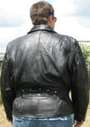 Women’s leather motorcycle jacket by Dynamicleather featuring stylish design, silver hardware, and fitted silhouette for a bold look.