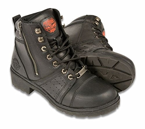 Milwaukee Women's Lace to Toe Boots by Dynamicleather featuring side zipper, stylish leather boots with lace-up design and ankle height.