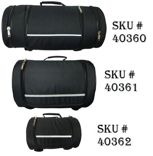 HighwayLeather Drum Duffle Roll Bag for bikers, featuring durable leather construction and multiple storage compartments.