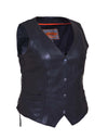 Women’s leather braided motorcycle vest by Dynamicleather, featuring ultra-soft leather and detailed braiding, sleeveless design.