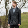 Men's leather blazer jacket from FIRST MFG, WBM6003 ESQUIRE men's jacket, shown in a stylish black leather design.