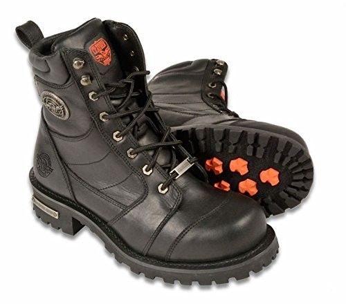 Milwaukee Men's 8-inch Classic Logger Boots by Dynamicleather, rugged leather work boots with sturdy soles and ankle support.