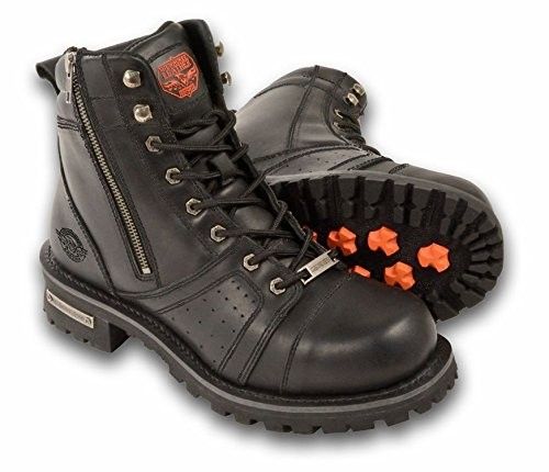 Milwaukee men's 6-inch side zipper plain toe boots by Dynamicleather featuring leather construction and sturdy sole.