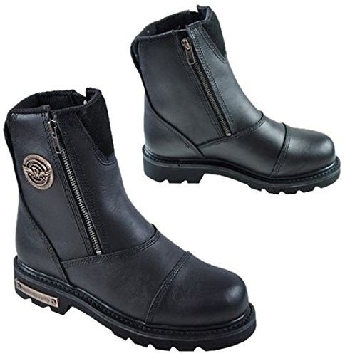 Milwaukee Men's Classic Motorcycle Boots by Dynamicleather, black leather boots with sturdy design and ankle protection.
