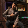 Men's leather jacket by HighwayLeather, Maine style, featuring classic design and premium brown leather, shown on a mannequin.