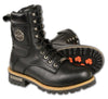 Milwaukee Leather men's classic boots with side zip closure, black leather footwear with sturdy soles and sleek design.