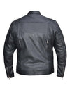 Men's Ultra Motorcycle Scooter Jacket by Dynamicleather, black leather with protective padding, side zippers, and adjustable cuffs.