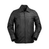 HighwayLeather Indiana men's leather jacket with classic design, featuring smooth brown leather and stylish collar detail.