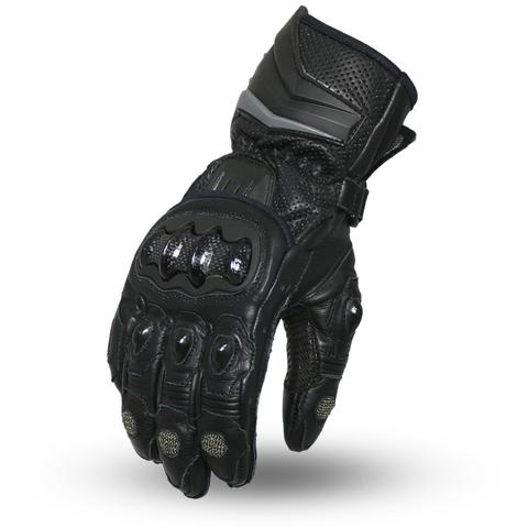 Dynamicleather Hellbender gloves made of durable leather with detailed stitching and a secure wrist closure.