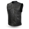 Men's highside vest by Dynamicleather, featuring a stylish black design with zipper closures and detailed stitching.