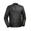 HighwayLeather ICONOCLAST men's leather jacket with sleek design, featuring a classic collar and zipper details on a neutral background.