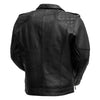 HighwayLeather Gavin men's leather jacket with classic design, black color, and detailed stitching, suitable for casual or formal wear.