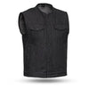 Men's Haywood vest by Dynamicleather featuring a sleek leather design, front button closure, and stylish tailored fit.