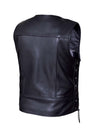 Men's Ultra Motorcycle Leather Vest by Dynamicleather, black vest with front zipper and side pockets, designed for motorcycle enthusiasts.