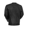 HighwayLeather ICONOCLAST men's leather jacket displayed on a hanger, featuring a classic design with a smooth, dark leather finish.