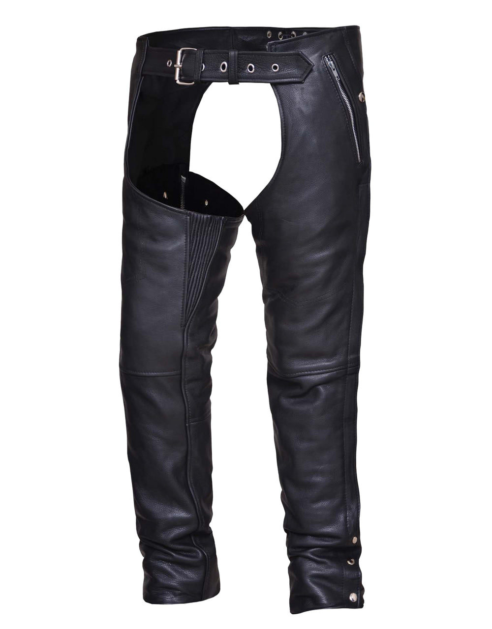 Unisex Naked Leather 4-Pocket Motorcycle Chaps