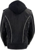 Milwaukee Leather MLL2503 Ladies “Bedazzled” Black Leather Moto Jacket with Hoodie - HighwayLeather