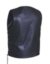 Men's premium leather motorcycle vest with side laces by Dynamicleather, showcasing rugged design and detailed stitching.