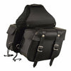 Dynamicleather FIBAG8000 biker bags shown in black, with sleek design and sturdy straps for motorcycle storage.