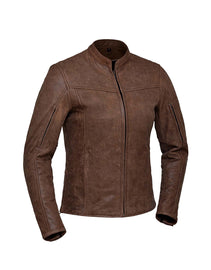 Ladies Arizona Brown Premium Motorcycle Leather Jacket