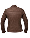 Ladies Arizona brown premium motorcycle leather jacket for women by Dynamicleather, featuring a stylish, fitted design.