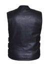 Men's premium leather motorcycle vest with zippered front and swat style design by Dynamicleather, featuring multiple pockets and a sleek fit.