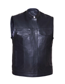 Men's Premium SOA Style Collared Leather Club Vest