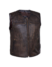 Men's Montana Brown Premium Motorcycle Leather Vest