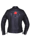 Ladies Ultra Motorcycle Leather Jacket by Dynamicleather, black women’s motorcycle jacket with sleek design and zip details.