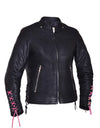 Ladies Ultra Motorcycle Leather Jacket by Dynamicleather, women's black leather motorcycle jacket with stylish design and functional details.