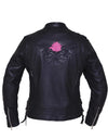 Ladies Ultra Motorcycle Leather Jacket by Dynamicleather, stylish black women’s motorcycle jacket with fitted design and durable leather material.