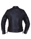 Ladies Ultra Motorcycle Leather Jacket by Dynamicleather, stylish black women’s motorcycle jacket with detailed stitching and zipper accents.