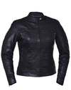 Ladies lightweight motorcycle jacket by Dynamicleather, shown in black, with a fitted design and zip-up front.