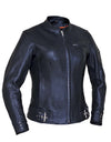 Ladies premium motorcycle jacket by Dynamicleather, black leather women’s jacket with zipper details and stylish design.