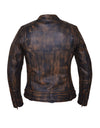 Ladies Nevada Brown Ultra Motorcycle Jacket by Dynamicleather, women's leather jacket with stylish design and secure zipper details.