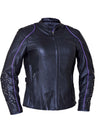 Dynamicleather women's motorcycle jacket with angel wing design, featuring a stylish and durable leather exterior.