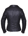 Ladies Derringer lambskin leather jacket for women by Dynamicleather, shown in black with a fitted collar and stylish design.