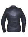 Ladies Derringer lambskin leather jacket by Dynamicleather, shown in black with a fitted style and classic collar detail.