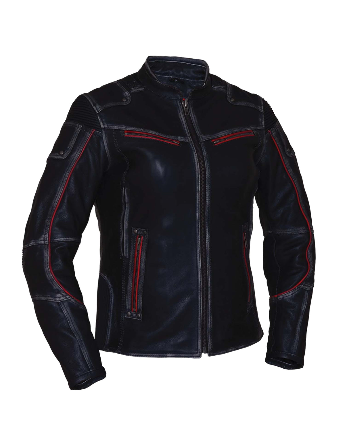 Dynamicleather ladies ultra motorcycle jacket for women with protective armor, black leather, and stylish fit.