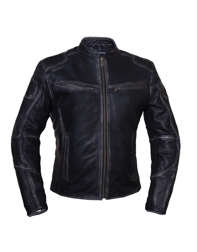 Women’s Ultra Motorcycle Jacket by Dynamicleather, featuring black leather with silver hardware and a fitted design.