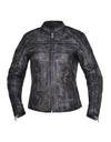 Ladies Amarillo Gray premium leather motorcycle jacket by Dynamicleather, featuring a stylish design and classic fit for women.
