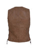 Ladies Arizona Brown Premium Motorcycle Leather Vest - HighwayLeather