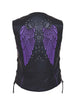 Ladies Premium Motorcycle Vest with Wing Embroidery on back - HighwayLeather