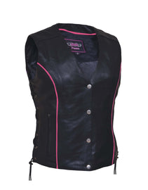 Ladies Premium Motorcycle Vest with Wing Embroidery on back