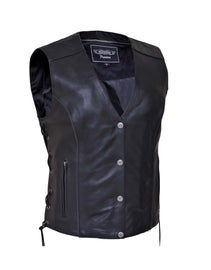 Ladies Premium Motorcycle Vest with Wing Embroidery on back