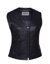 Ladies premium zippered motorcycle vest by Dynamicleather, featuring a sleek design and secure front zipper for women riders.