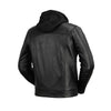HighwayLeather men's hooded leather jacket featuring a stylish design, front zipper, and adjustable hood, perfect for casual wear.