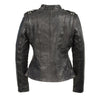 Woman's black asymmetrical moto jacket with double zippers, from HighwayLeather, featuring a stylish, modern design for women.
